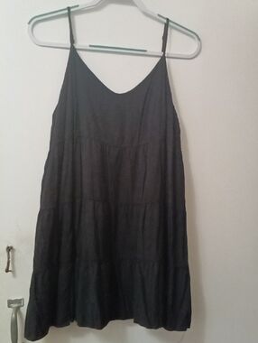 Women's Black Spaghetti Strap Tiered Slip Dress - Classic Women's Summer Dress